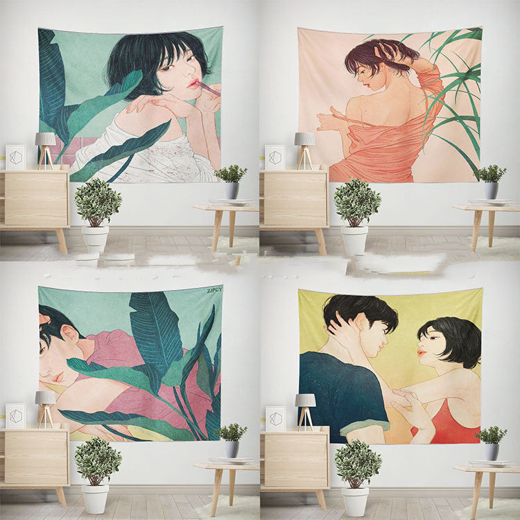 Creative Couple Intimate Home Decor Tapestry Background
