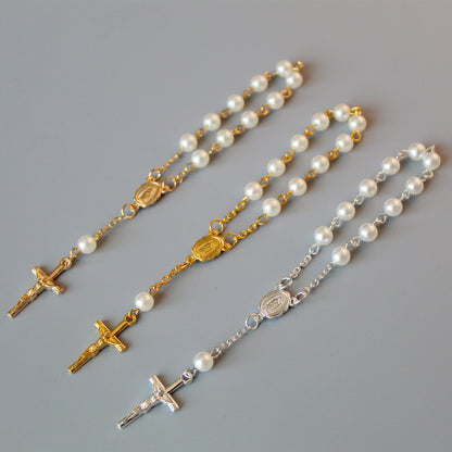 Beads Pearl Cross Full Moon Blessing Bracelet Fashion Jewelry