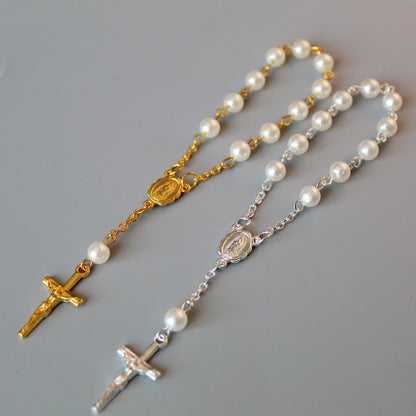 Beads Pearl Cross Full Moon Blessing Bracelet Fashion Jewelry